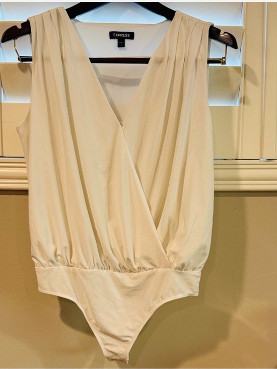 Express Tops - Express Ivory Wrap Bodysuit